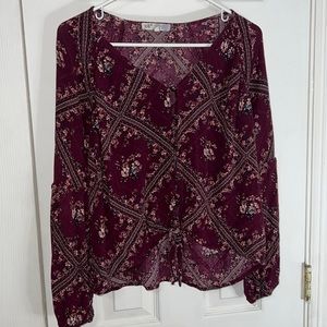 Cute long sleeve burgundy with floral